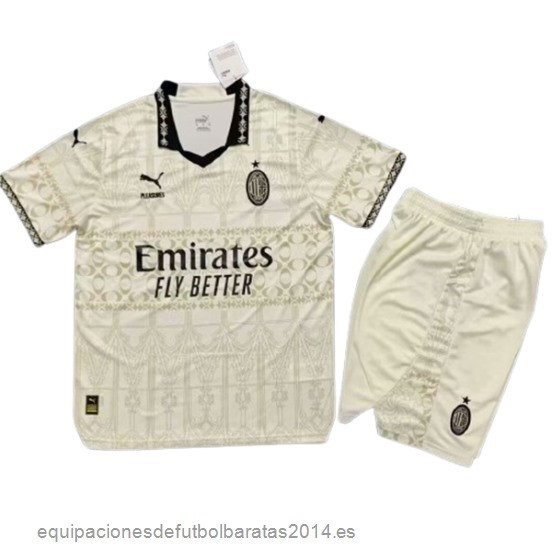 Nuevo 4ª  Conjunto De Hombre AC Milan 23/24 Amarillo Baratas